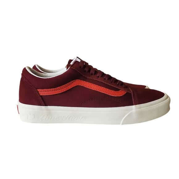VANS Old Skool Burgundy and Orange Sneakers Skateboard Shoes Size 10 - Picture 1 of 7